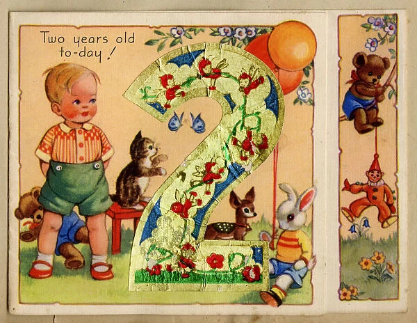 Birthday card, Two years old today