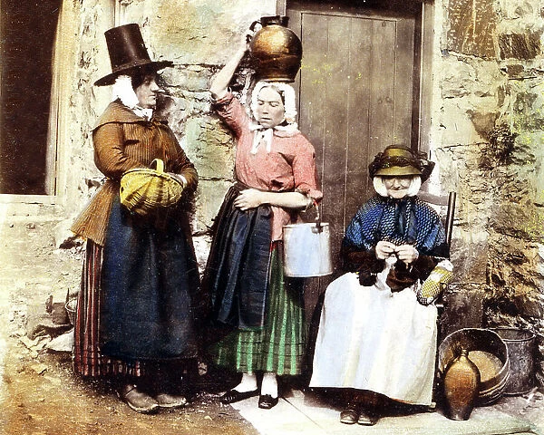 Llanberis - Ladies in Traditional Welsh Costume in the 1860s