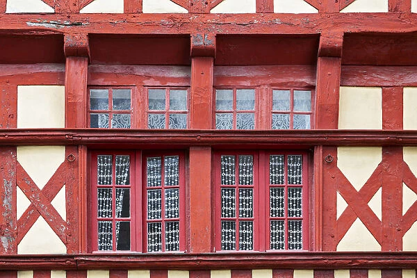 Brittany, France, Tra guier. Brittany architectural details, windows Tra guier village