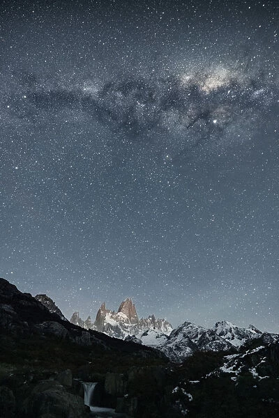 Starry sky above Mt Fitz Roy. El Chalten, Santa Cruz province, Argentina