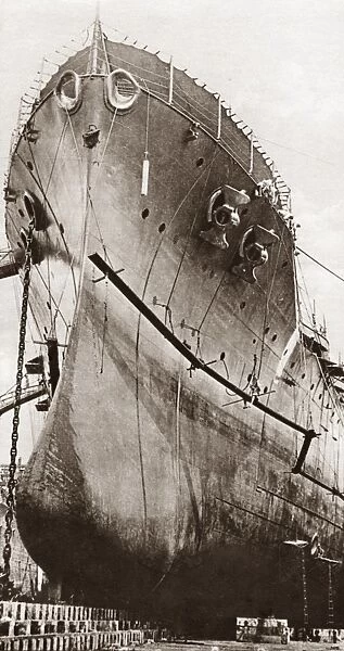 WORLD WAR I: USS OKLAHOMA. The heavily weighted keel of the U. S. S. Oklahoma battleship