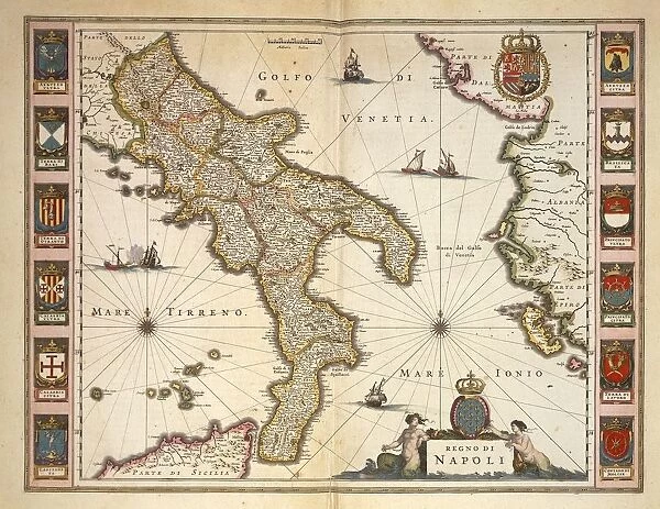 Map of Calabria region, by Joan Blaeu