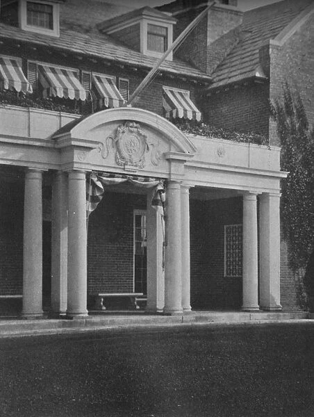 Detail of the clubhouse entrance porch, Essex County Club, Manchester, Massacusetts, 1925