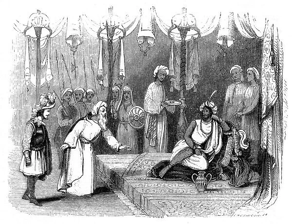 Vasco da Gamas introduction to the Zamorin, India, 1498, (1847). Artist: Robinson