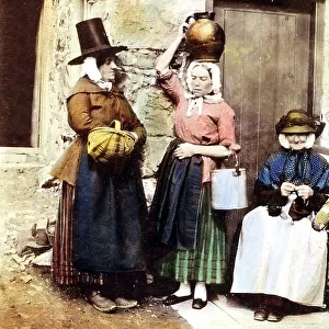 Llanberis - Ladies in Traditional Welsh Costume in the 1860s