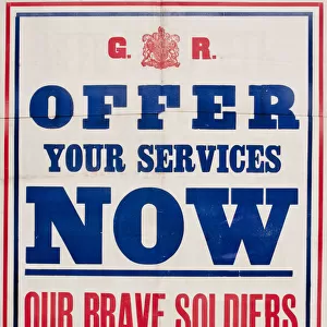 Recruitment poster, Offer Your Services Now, WW1
