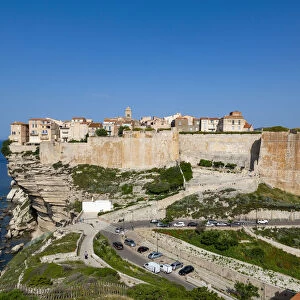 The Citadel and old town of Bonifacio perched on rugged cliffs, Bonifacio, Corsica