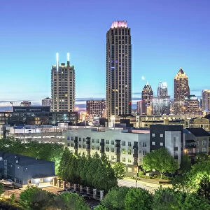USA, Atlanta, Georgia, Midtown Skyline, Commercial And Residential District, Fulton County, Dawn