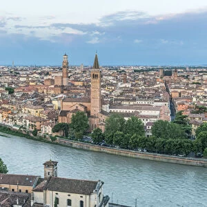 Italy, Verona. Looking Down on the city from Castello San Pietro