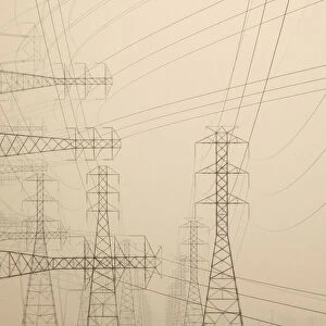 Power lines and towers abstract