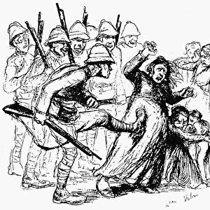 BOER WAR: BRITISH SOLDIERS. British soldiers mistreating Boer women and children