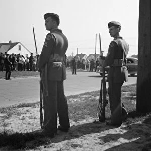 DETROIT, 1942. National Guard soldiers on duty during a riot caused by white residents