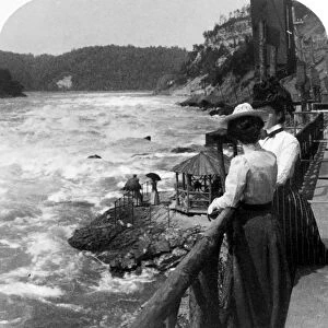 NIAGARA FALLS, c1901. Two women standing above the Niagara River, New York, United States
