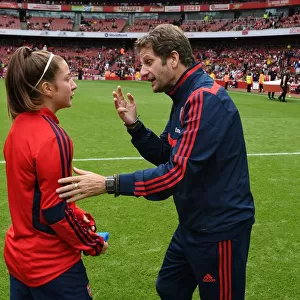 Arsenal Women's Manager Joe Montemurro Discusses Emirates Cup Match with Ruby Grant after Arsenal vs. Bayern Munich