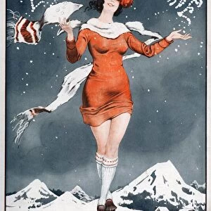 La Vie Parisienne 1924 1920s France Leo Pontan magazines winter snow womens scarves