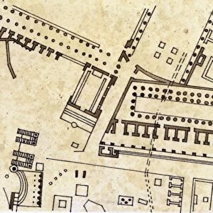Map of the Imperial Fora, detail of the forum of Caesar, drawing