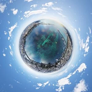 360 Aerial Little Planet of Geneva, Switzerland