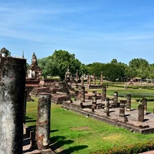 archeologic site at Wat Mahathat temple Sukhothai Thailand, Asia