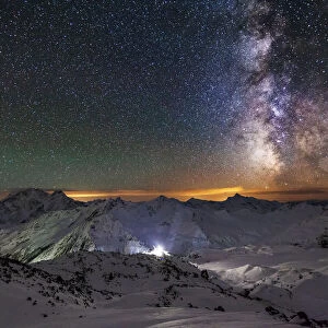 View from Mount Elbrus to the Main Caucasian Range at night