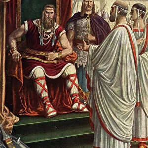Barbarian invasions, bag of Rome: " The king of the Visigoths Alaric I (370-410) receives the representatives of the city of Rome who came to bargain at the time of the capture of the city in 410 AD" (Barbarian invasion, Sack of Rome)