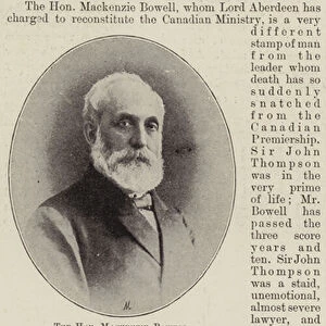 The Honourable Mackenzie Bowell, New Premier of the Dominion of Canada (b / w photo)