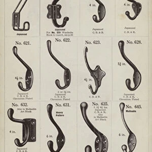 Page from metalwork catalogue: Hat and coat hooks (litho)