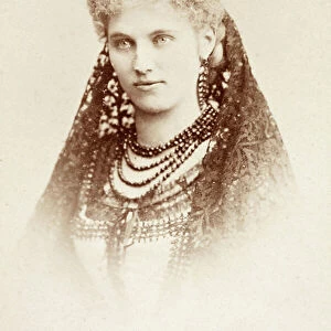 Portrait of Christine Nilsson in costume, 1860s (b/w photo)