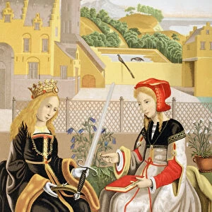 St. Catherine of Alexandria and St. Agnes of Rome, after a work attributed to Marguerite van Eyck