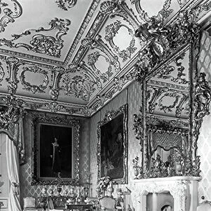 The west corner of the State Drawing Room at Clumber Park, Nottinghamshire, from England's Lost Houses by Giles Worsley (1961-2006) published 2002 (b/w photo)