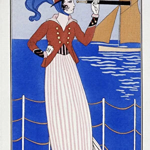 Woman looking in a long view, in yatch suit - Fashion 1914