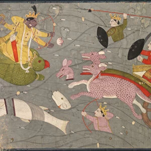 Krishna Fighting Vanasuras Sons Scene Aniruddha Usha Section