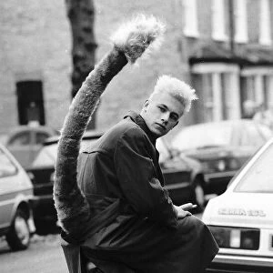 Chris Packham of The Really Wild Show with a tail in 1987